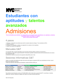 Hoja volante sobre el proceso de admisiones a los - NYC.gov