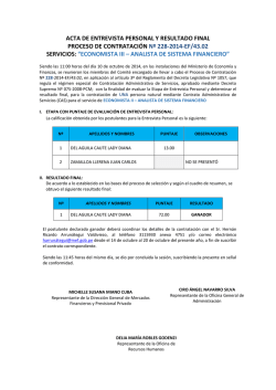 acta de entrevista personal y resultado final proceso de contrataci&oacute;n