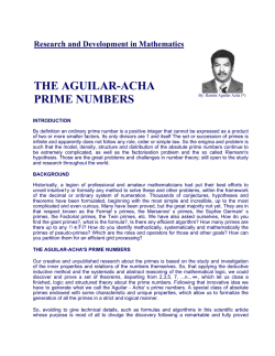 THE AGUILAR-ACHA PRIME NUMBERS