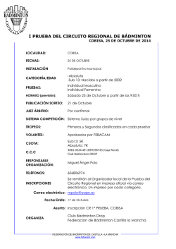 Convocatoria 1&ordf; Prueba Circuito Regional - Cobisa - Febacam