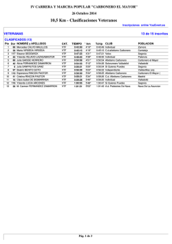 10,5 Km - Clasificaciones Veteranos - YouEvent