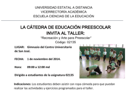 Recreaci&oacute;n y Taller Preescolar 02135 - Universidad Estatal a
