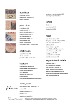 A La Carte Menu - Fino