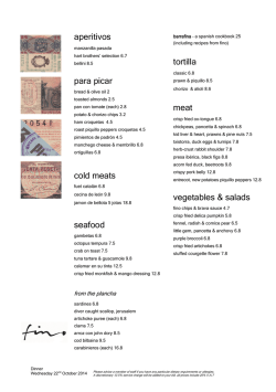 A La Carte Menu - Fino