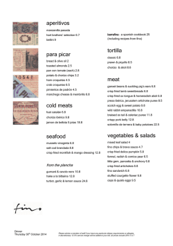 A La Carte Menu - Fino