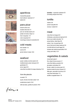 A La Carte Menu - Fino