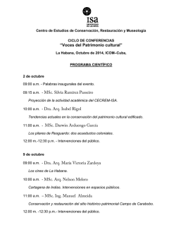 &ldquo;Voces del Patrimonio cultural&rdquo; - ISA, Universidad de las Artes