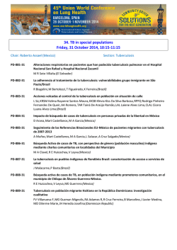 34. TB in special populations Friday, 31 October 2014, 10:15-11:15