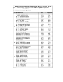 EXPEDIENTES OBSERVADOS DE N&Oacute;MINAS 2014 DE LAS II.EE