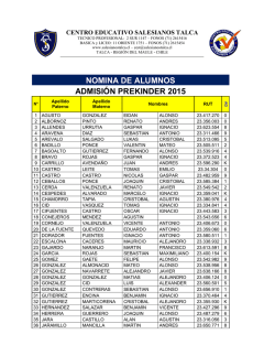 nomina de alumnos admisi&oacute;n prekinder 2015 - Centro Educativo