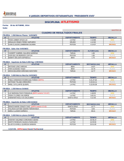CUADRO DE RESULTADOS FINALES DISCIPLINA: ATLETISMO