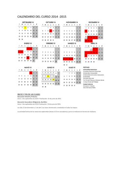 CALENDARIO DEL CURSO 2014 -2015