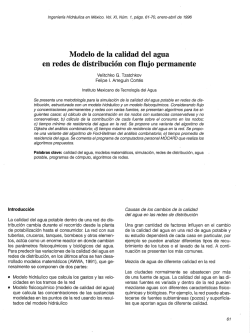 Modelo de la calidad del agua en redes de distribuci&oacute;n con flujo