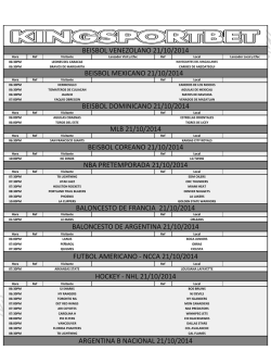 CRONOGRAMA DEPORTIVO MARTES 21-10-2014 - KingSportBet