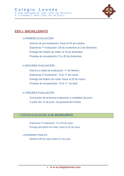 Fechas de evaluaciones de Educaci&oacute;n Secundaria Obligagoria y
