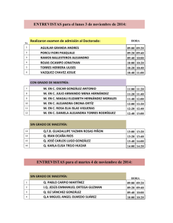 ENTREVISTAS para el lunes 3 de noviembre de 2014