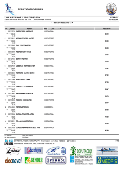 Datos t&eacute;cnicos: Piscina de 25 m., Cronometraje Manual FERROL