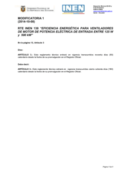 MODIFICATORIA 1 (2014-10-08) RTE INEN 138 &ldquo;EFICIENCIA