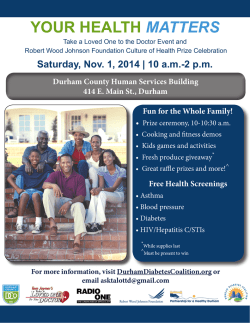 YOUR HEALTH MATTERS - Durham Diabetes Coalition