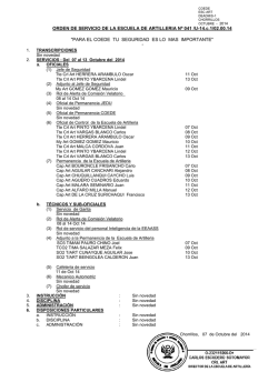 ORDEN DE LA ESCUELA DE ARTILLERIA N&ordm; 001