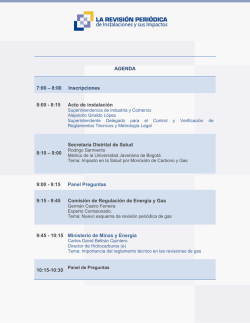AGENDA 7:00 &ndash; 8:00 Inscripciones 8:00 - 8:15 Acto de instalaci&oacute;n 8
