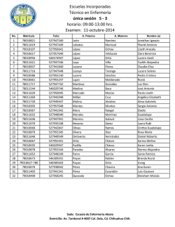 Escuelas Incorporadas T&eacute;cnico en Enfermer&iacute;a &uacute;nica sesi&oacute;n S - Uacj