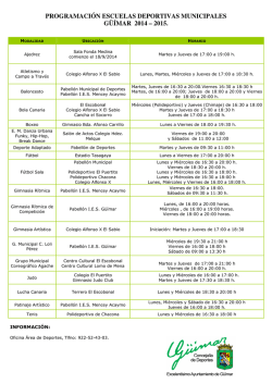 Escuelas deportivas 2014 - 2015 - Ayuntamiento de G&uuml;&iacute;mar