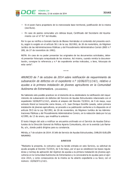 Anuncio de 7 de octubre de 2014 sobre notificaci&oacute;n de