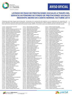 prestaciones abono octubre 2014 - Ministerio del Poder Popular