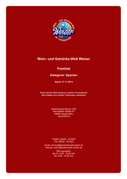 Preisliste f&uuml;r Kategorie: Spanien - und Getr&auml;nke-Welt Weiser