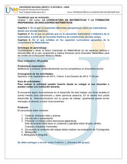 Unidad 1 del curso: LA LICENCIATURA EN MATEM&Aacute;TICAS Y LA