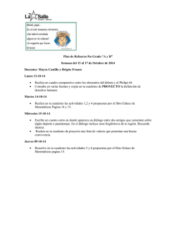 Plan de Refuerzo 5to Grado &ldquo;A y B&rdquo; Semana del 13 al 17 de Octubre