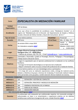 ESPECIALISTA EN MEDIACI&Oacute;N FAMILIAR - Colegio Oficial de