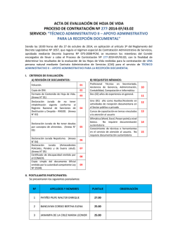 acta de evaluaci&oacute;n de hoja de vida proceso de contrataci&oacute;n n&ordm; 277