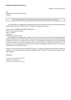 EMPRESA FINANCIERA EDYFICAR S.A. Mi&eacute;rcoles, 15 de Octubre