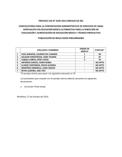 PROCESO CAS N&deg; 0105-2014-SINEACE/UE 001 CONVOCATORIA