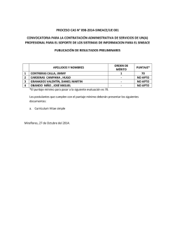 PROCESO CAS N&deg; 098-2014-SINEACE/UE 001 CONVOCATORIA