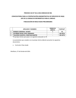 PROCESO CAS N&deg; 0111-2014-SINEACE/UE 001 CONVOCATORIA