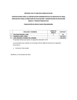 PROCESO CAS N&deg; 0108-2014-SINEACE/UE 001 CONVOCATORIA
