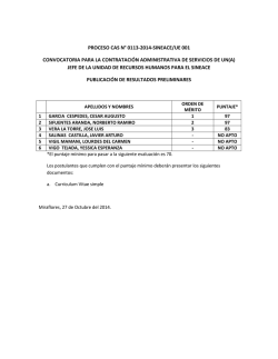 PROCESO CAS N&deg; 0113-2014-SINEACE/UE 001 CONVOCATORIA