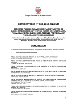 CONVOCATORIA N&ordm; 004-2014-SN/CNM COMUNICADO