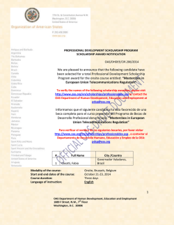 1 We are pleased to announce that the following candidate have