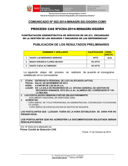 COMUNICADO N&ordm; 002-2014-MINAGRI-SG-OGGRH-COM1