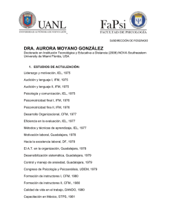 dra. aurora moyano gonz&aacute;lez - Facultad de Psicolog&iacute;a - Universidad