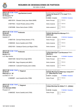 Lista PARTIDOS F&Uacute;TBOL 11 31/1/2 Noviembre 2014 - Actiweb