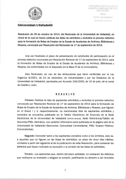 Listas de aspirantes admitidos y excluidos de la Escala de