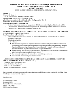 Convocatoria de plazas. Departamento de Ingenier&iacute;a El&eacute;ctrica.