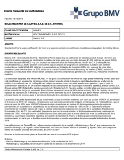 Evento Relevante de Calificadoras - Bolsa Mexicana de Valores