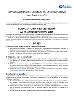 Convocatoria al Talento Deportivo para Secundaria Tec - Laguna
