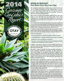 WHEN IN DROUGHT: - Otay Water District